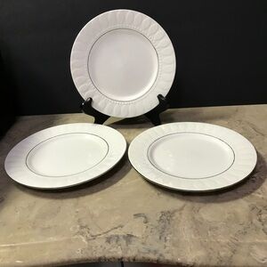 Three Vintage White Porcelain Salad Plates Heritage Gold by Gibson Designs
